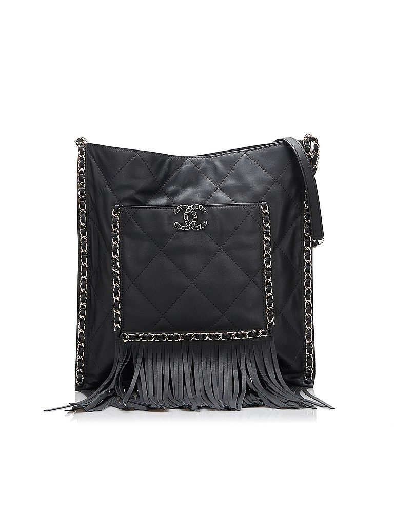 Chanel 100% Leather Black Small Fringe Shopping Bag One Size - 16