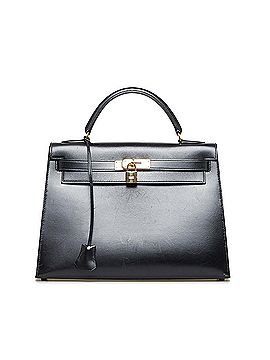 Hermes Kelly 32 Black Box Calf Leather