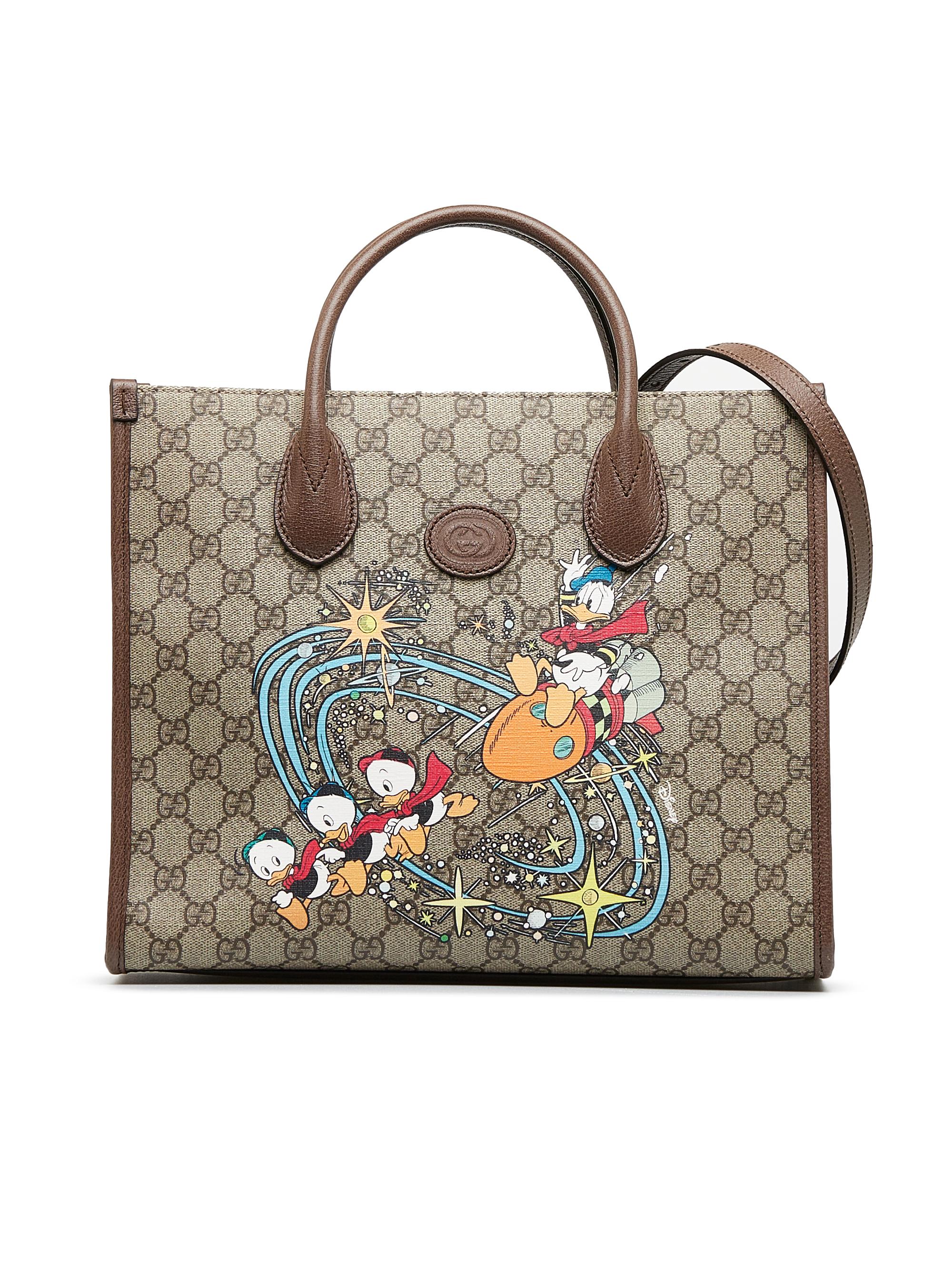 Gucci x Disney Brown and Ebony Supreme GG Donald Duck Tote Bag