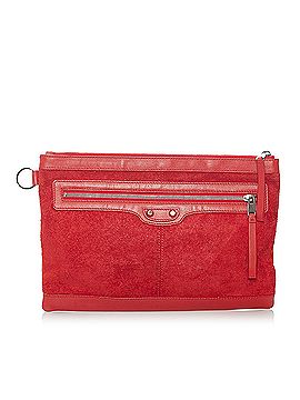 Balenciaga Motocross Classic Clip L Suede Clutch Bag (view 1)