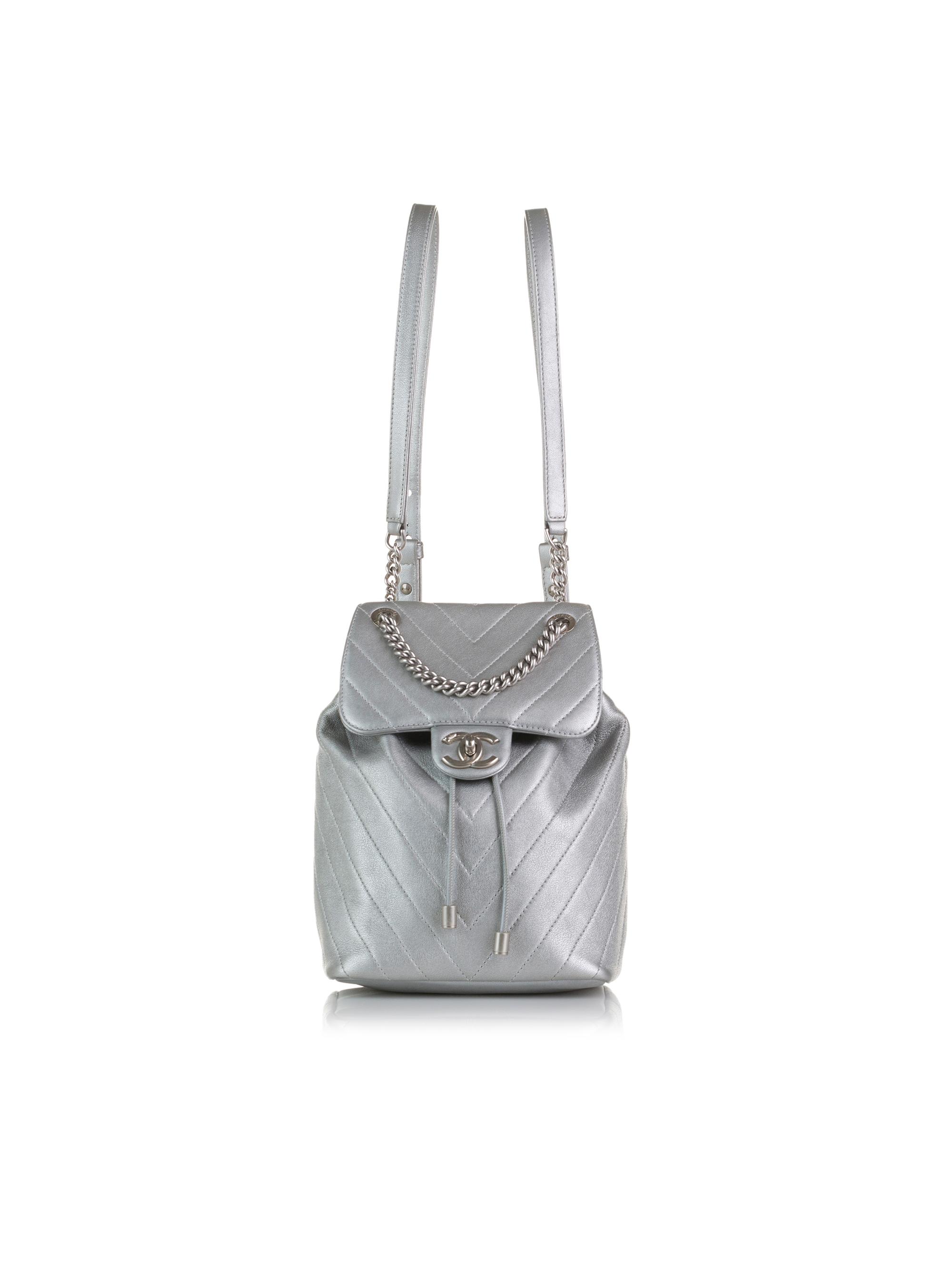 Chanel 100% Calf Leather Silver Chevron Urban Spirit Backpack One Size ...