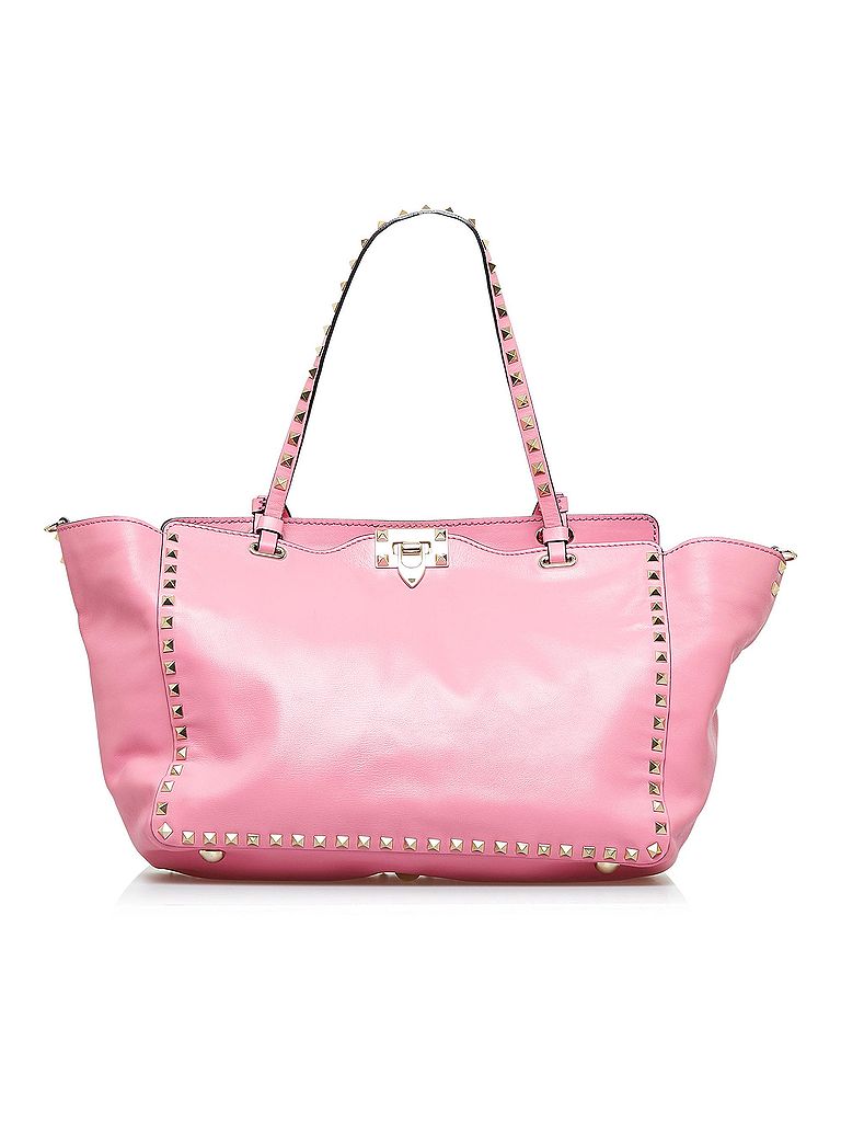 Valentino 100 Calf Leather Pink Rockstud Leather Satchel One Size 34