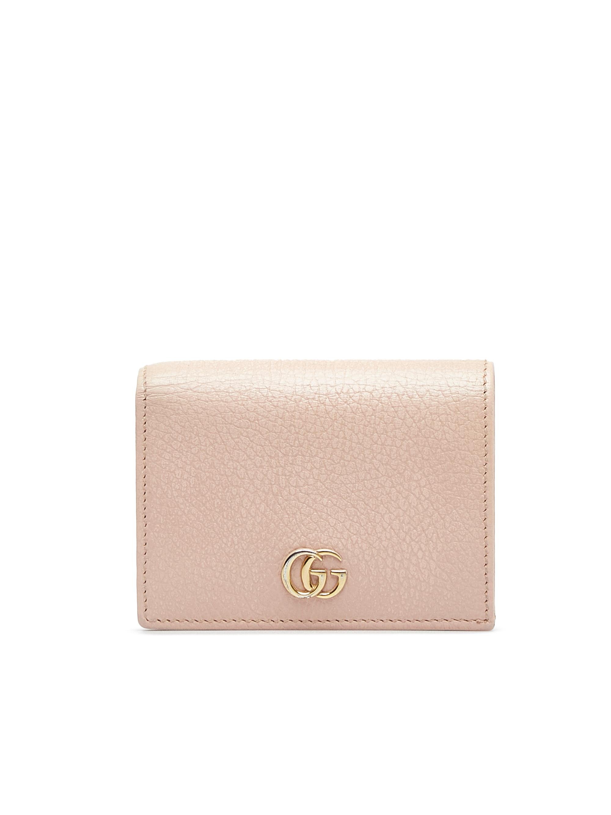 Gucci 100 Calf Leather Pink GG Marmont Bifold Wallet One Size 34