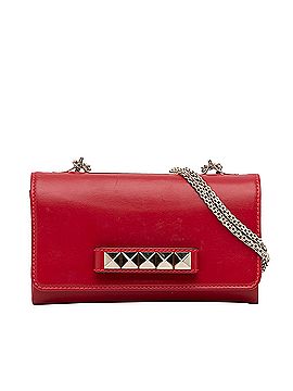 Valentino, Bags, Valentino Blackred Leather Vring Flap Shoulder Bag