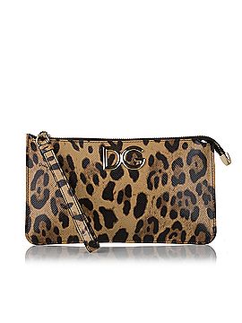 Dolce & Gabbana Leopard Print Leather Clutch Bag (view 1)