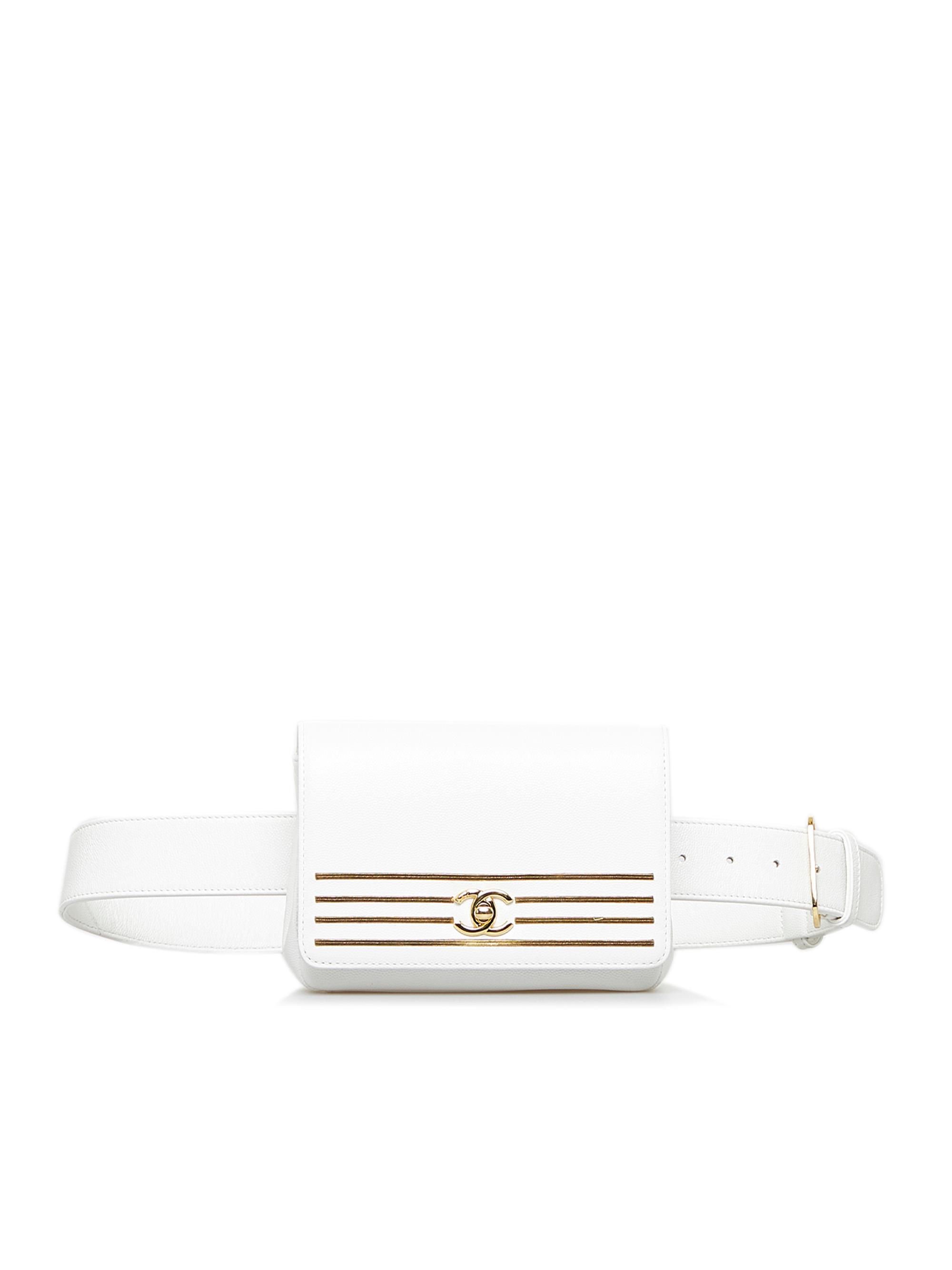 Chanel 100 Calf Leather White Captain Gold Belt Bag One Size 34 off