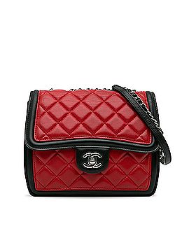 CHANEL Lambskin Quilted Mini Graphic Flap Bag Red Black White