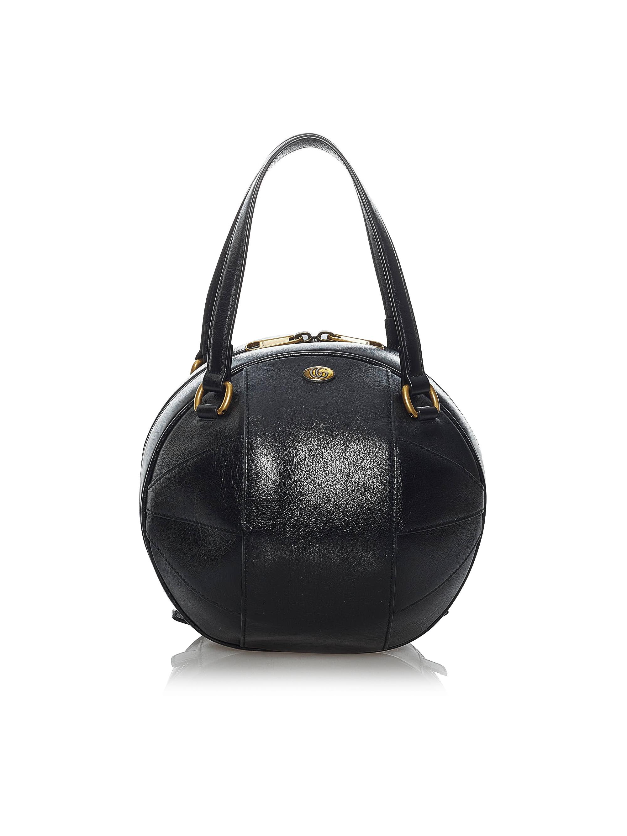 Gucci 100 Calf Leather Black Tifosa Basketball Leather Handbag One