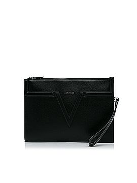 Versace V Logo Leather Clutch (view 1)