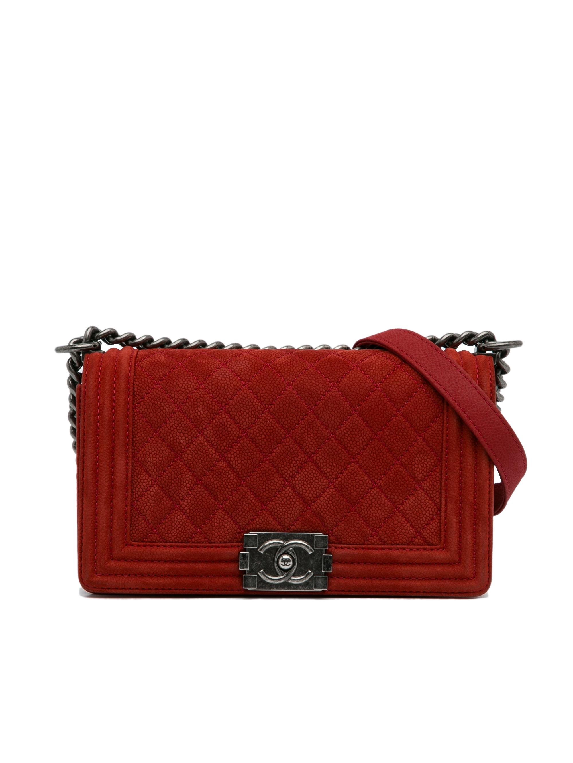 Chanel 100% Leather Red Medium Caviar Boy Flap Bag One Size - 39% off ...