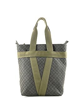 Bottega Veneta Zipped Tote Rubber Intrecciato with Canvas Tall (view 1)