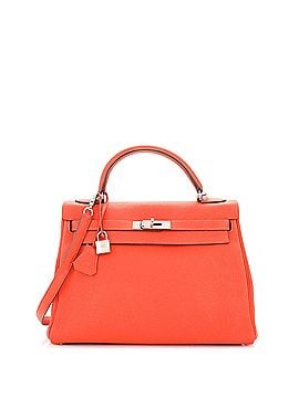 Hermès Kelly Handbag Orange Togo with Palladium Hardware 32 (view 1)