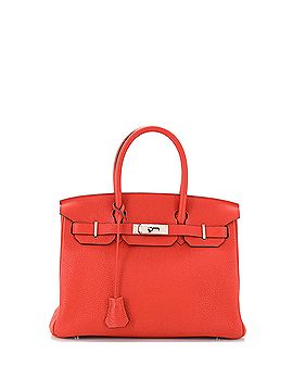 Hermès Birkin Handbag Red Clemence with Palladium Hardware 30 (view 1)