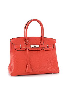 Hermès Birkin Handbag Red Clemence with Palladium Hardware 30 (view 2)