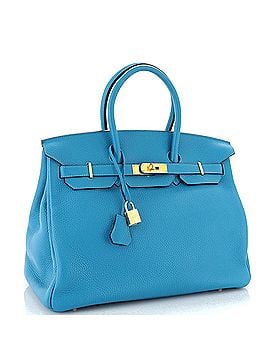 Hermès Birkin Handbag Blue Togo with Gold Hardware 35 (view 2)
