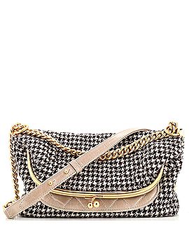 Chanel Tabatiere Kisslock Fold Over Bag Tweed with Quilted Calfskin Medium (view 1)
