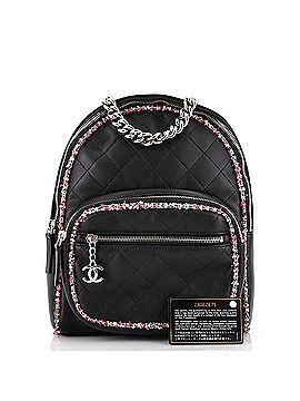 Chanel Elegant Trim Backpack Quilted Leather with Tweed Small (view 2)