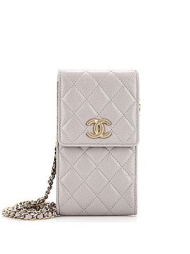 Chanel Embellished CC Flap Phone Holder Crossbody Bag Quilted Caviar Quilted Caviar (view 1)