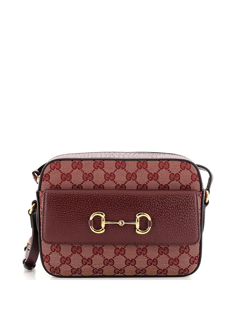 Gucci Red Horsebit 1955 Flap Pocket Camera Bag GG Canvas Small One Size - photo 1