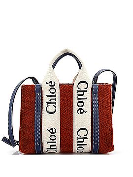 Chloé Woody Tote Wool with Leather and Canvas Small (view 1)