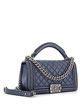 Chanel Chain Handle Boy Flap Bag Quilted Calfskin Old Medium (view 2)