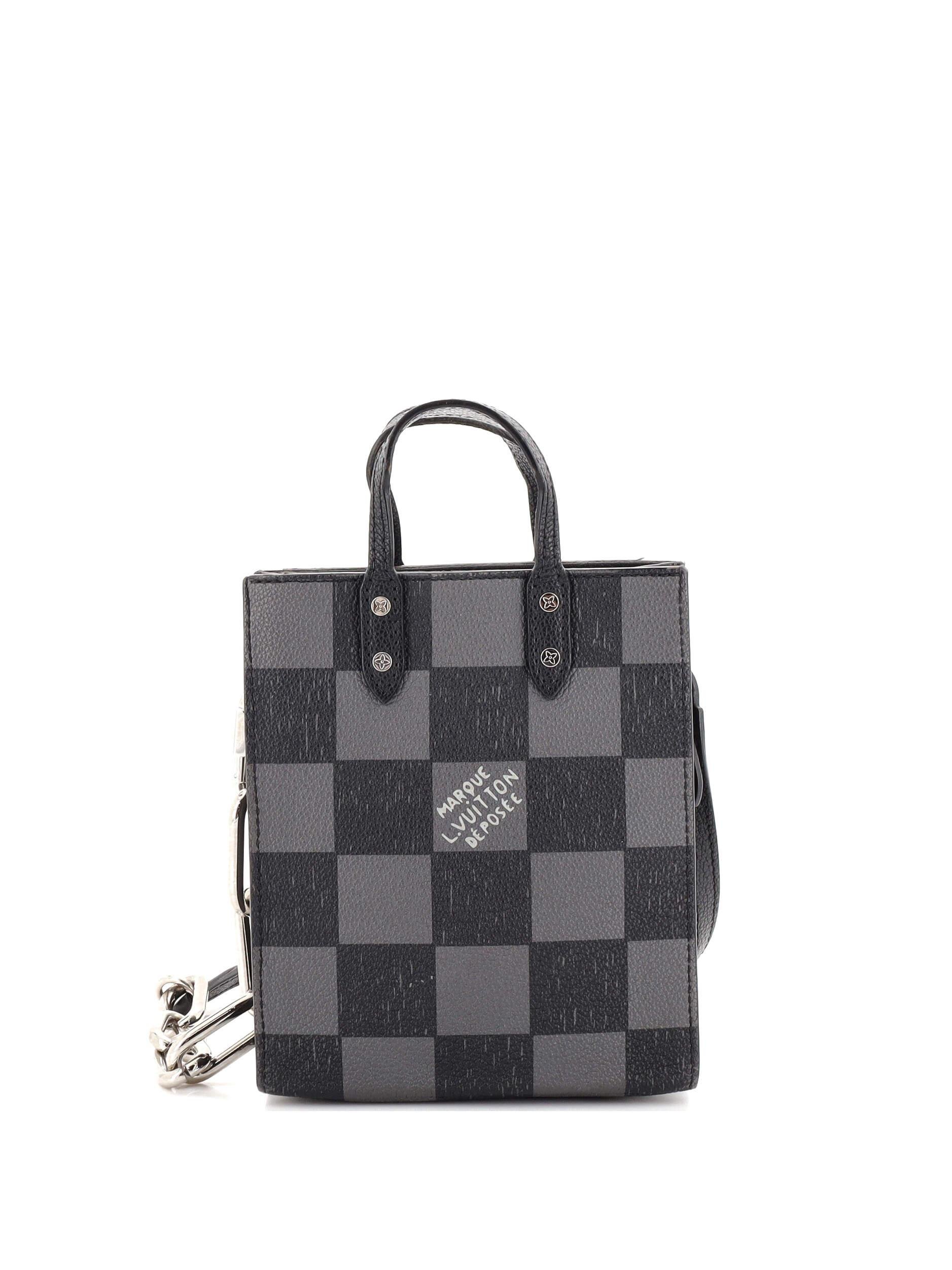 Louis Vuitton 100 Coated Canvas Black Gray Sac Plat Bag Damier