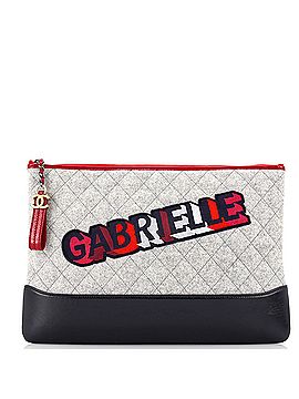 Chanel Gabrielle O Case Clutch Quilted Felt and Calfskin Large (view 1)