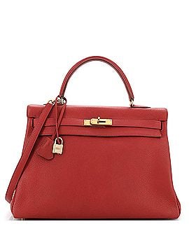 Hermès Kelly Handbag Red Clemence with Gold Hardware 35 (view 1)