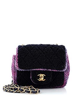 Chanel Square Classic Single Flap Bag Quilted Shearling and Tweed Mini (view 1)