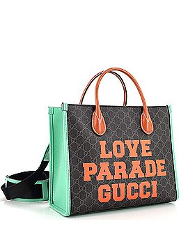 Gucci Love Parade Convertible Top Handle Open Tote Printed GG Coated Canvas (view 2)