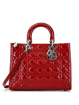 Christian Dior Lady Dior Bag Cannage Quilt Patent Large (view 1)