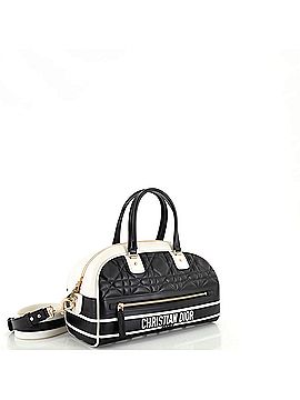 Christian Dior Vibe Front Zip Bowling Bag Cannage Calfskin Medium (view 2)