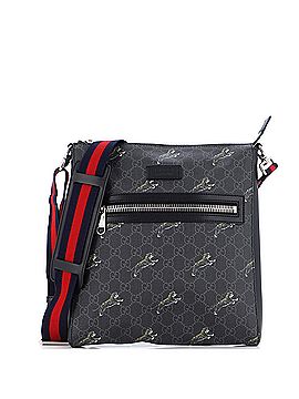 Gucci Web Strap Front Zip Messenger Bag Printed GG Coated Canvas Medium (view 1)