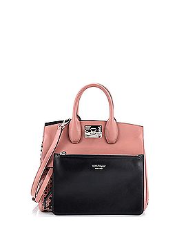 Salvatore Ferragamo Studio Satchel Laser Cut Leather Small (view 2)