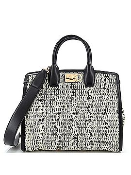 Salvatore Ferragamo Studio Soft Satchel Raffia and Leather Medium (view 1)