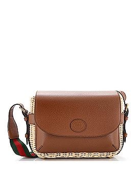 Gucci Logo Patch Messenger Bag Wicker and Leather Small (view 1)