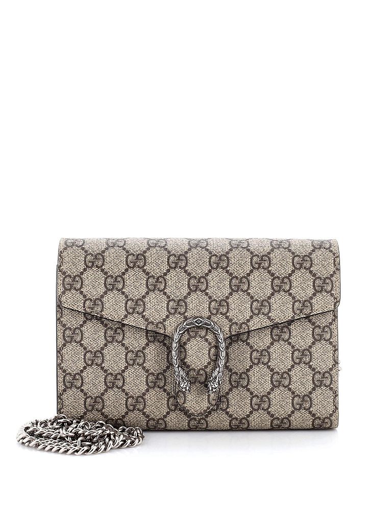 Gucci 100% Coated Canvas Brown Dionysus Chain Wallet GG Coated Canvas ...