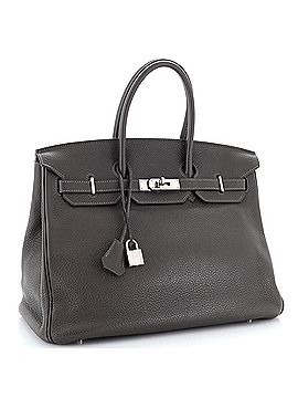 Hermès Birkin Handbag Grey Clemence with Palladium Hardware 35 (view 2)