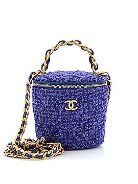 Chanel Woven Chain Top Handle Vanity Bucket Bag Quilted Tweed (view 1)
