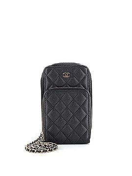 Chanel Zip Around Front Pocket Phone Case with Chain Quilted Caviar (view 1)