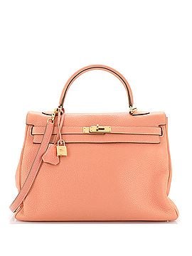 Hermès Kelly Handbag Orange Clemence with Gold Hardware 35 (view 1)