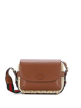Gucci Interlocking G Patch Flap Shoulder Bag Wicker and Leather (view 1)