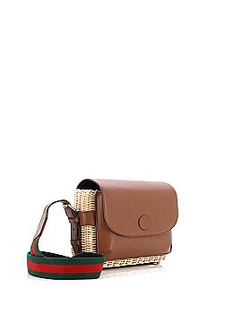 Gucci Interlocking G Patch Flap Shoulder Bag Wicker and Leather (view 2)