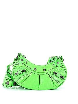 Balenciaga Le Cagole Giant Studs Shoulder Bag Crocodile Embossed Leather with Crystals XS (view 1)