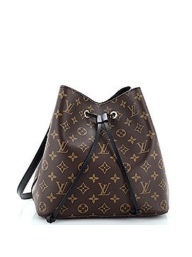 Authentic Louis Vuitton Classic Monogram Black NeoNoe Shoulder Bag with  Monogram Bandouliere Shoulder Strap