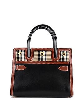 Burberry Title Two Handle Tote Leather with Vintage Check Canvas Mini (view 1)