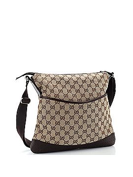 Gucci Zip Messenger Bag GG Canvas with Perforated Leather Medium (view 2)