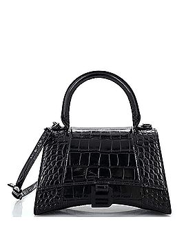 Balenciaga Hourglass Top Handle Bag Crocodile Embossed Leather Small (view 1)
