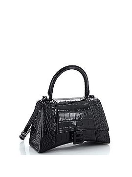 Balenciaga Hourglass Top Handle Bag Crocodile Embossed Leather Small (view 2)