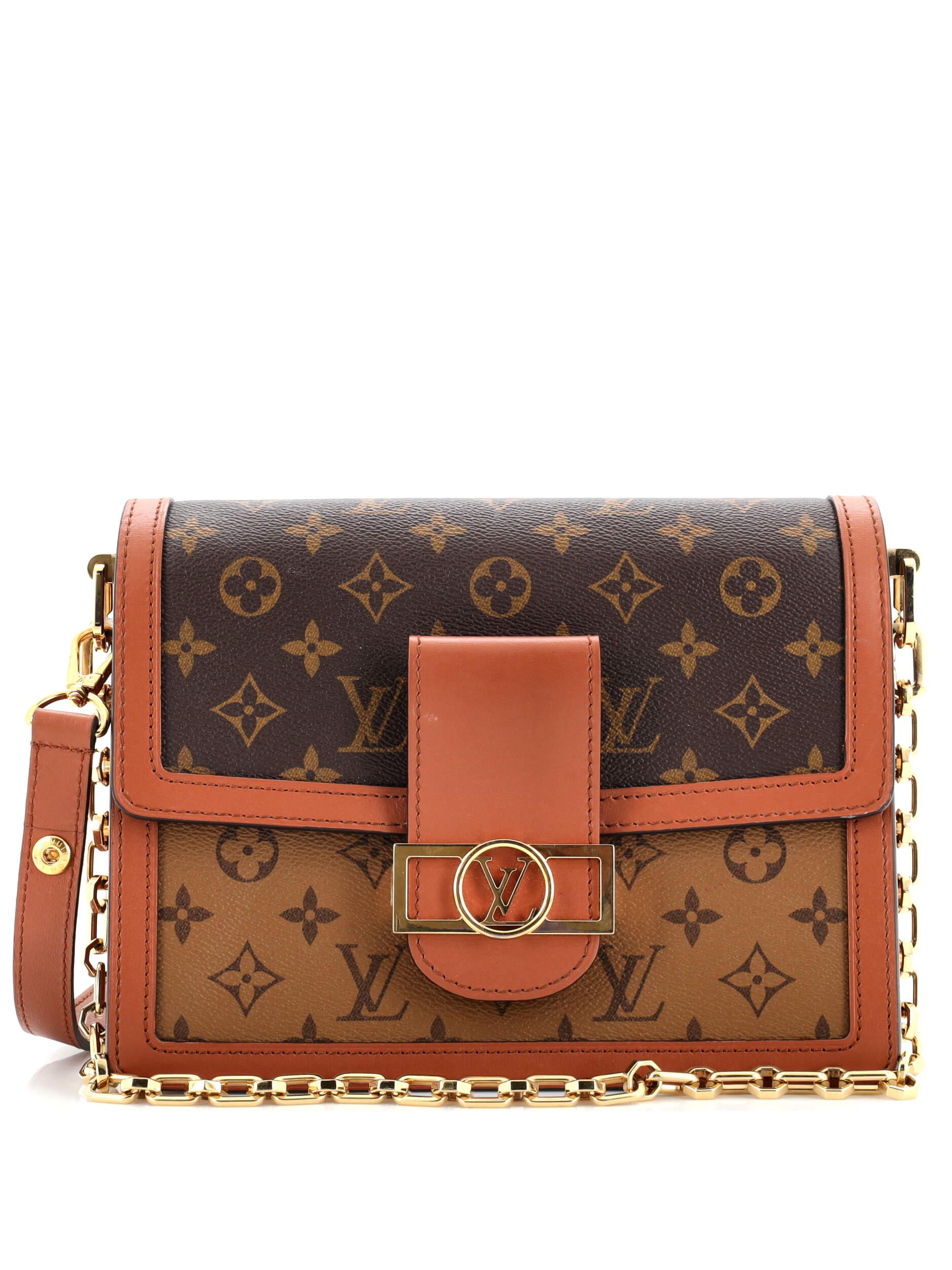 Louis Vuitton 100 Coated Canvas Brown Dauphine Shoulder Bag Reverse